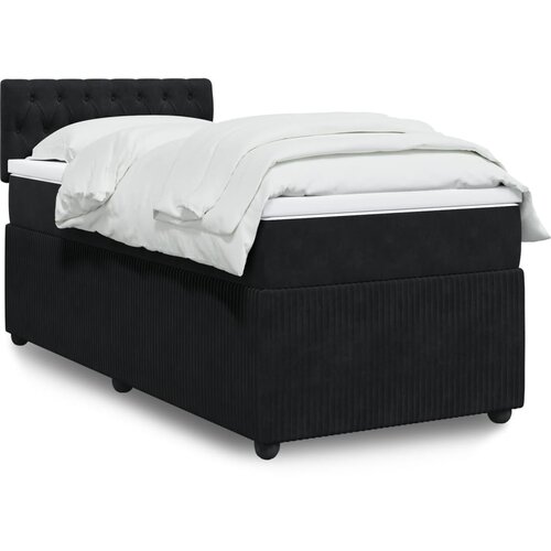 vidaXL Box spring postelja z vzmetnico črn 90x190 cm žamet Cene