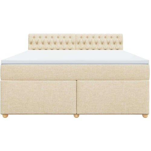 vidaXL Box spring postelja z vzmetnico krem 180x200 cm blago, (21309643) Cene
