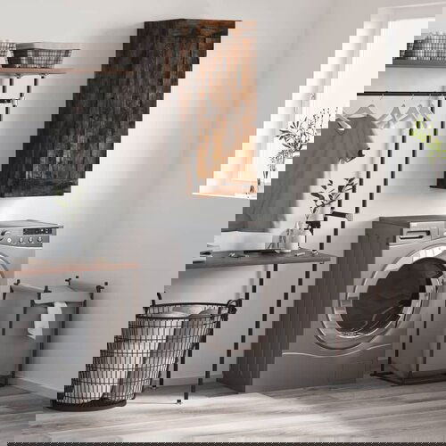 The Living Store Stenska omarica dimljeni hrast 34,5x34x90 cm inženirski les - Stenska Omarica, (21430241) Cene