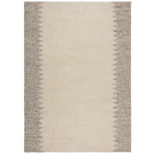 Flair Rugs Krem ručno rađen tepih od mješavine vune 80x150 cm Minerals Border –