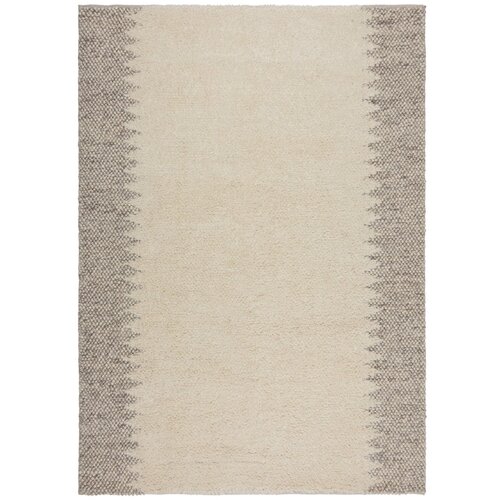 Flair Rugs Kremno bela ročno tkana preproga iz mešanice volne 80x150 cm Minerals Border – Cene