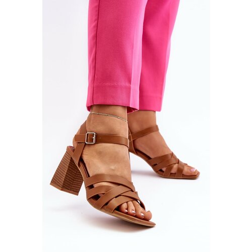 Kesi Women's High Heeled Sandals Camel Opifiana Cene