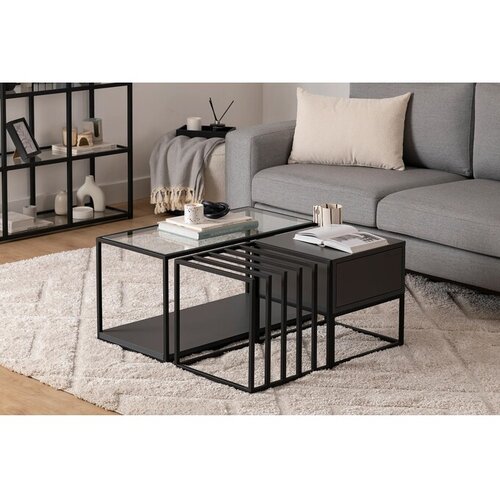 Hanah home Club sto Charlotte, 90x37x90 cm, Crni Cene