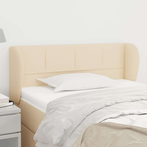  Vzglavje z u&amp;scaron;esi krem 103x23x78/88 cm blago, (20739688) Slike