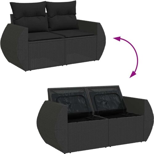 VidaXL 9-dijelni set vrtnih sofa s jastucima crni od poliratana Slike