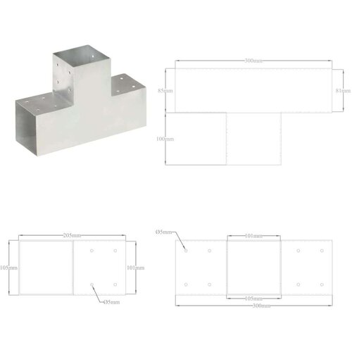 VidaXL spojnici za stupove u t-obliku 4 kom pocinčani metal 101x101 mm Slike