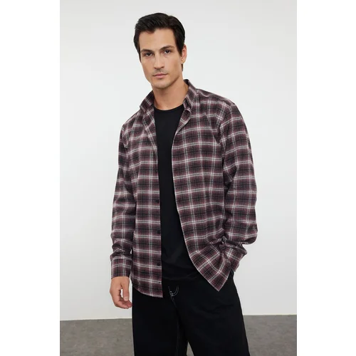 Trendyol Claret Red Regular Fit Winter Checkered Plaid Lumberjack Shirt