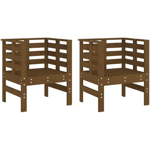  Vrtne stolice 2 kom boja meda 61,5x53x71 cm od masivne borovine Slike