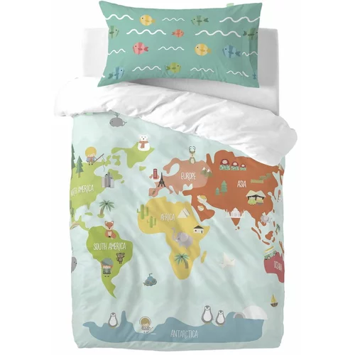 Happynois Otroška posteljnina iz čistega bombaža World Map, 115 x 145 cm