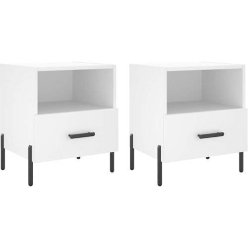 Maison Chic Dvo delni komplet Nočne omarice - Nočne mize bela 40x35x47,5 cm inženirski les, (21688080) Slike