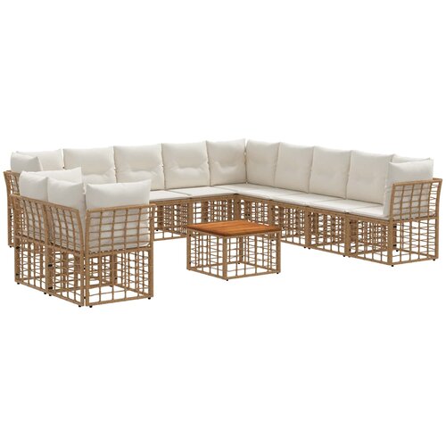  Set vanjskih sofa 12 pcs Prirodna i krema bijela Poliester Cene