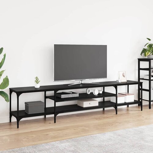 vidaXL TV ormar Crni hrast 201 x 35 x 45 cm Obrađeno drvo i čelik Cene