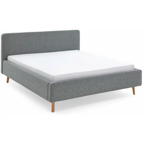 Meise Möbel Plavi/sivi tapecirani bračni krevet s prostorom za pohranu s podnicom 160x200 cm Mattis –