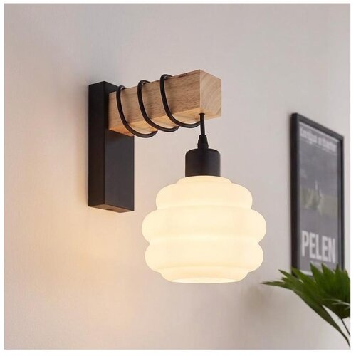 Brilagi Zidna svetiljka WOOD GLASS 1xE27/60W/230V borovina/crna/bela Cene