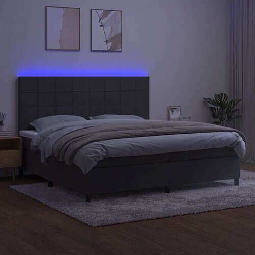  Box spring s madracem LED tamnosivi 200x200 cm bar&amp;scaron;un Slike