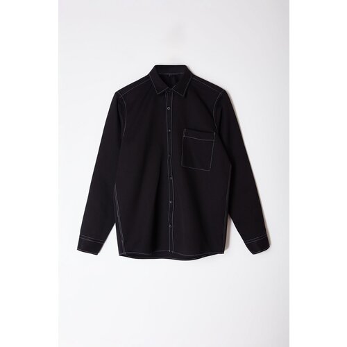 Trendyol Black Regular Fit Shirt with Stitching Detail Cene