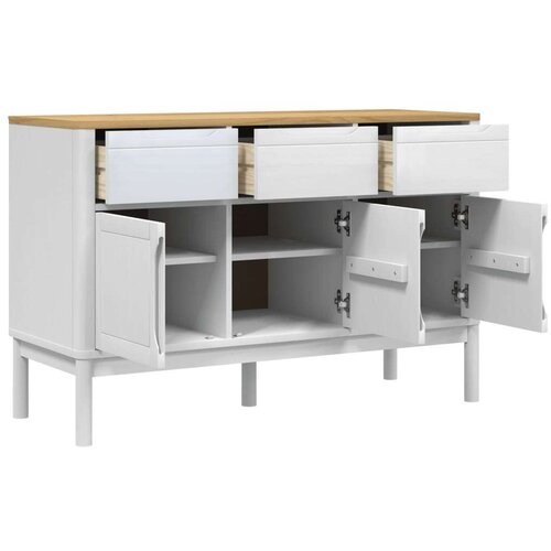 vidaXL Garderobna omara FLORO bela 114x43x74 cm trdna borovina Cene
