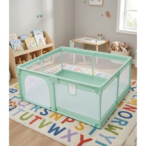 Delunaro prostrana dečija ogradica za igru 180x200x65cm ( KLK2613-Light-Green ) Slike