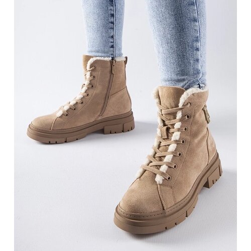 Gemre Pompei insulated beige ankle boots made of eco-suede Cene