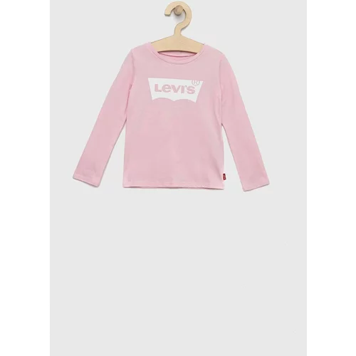 Levi's Otroška bombažna majica z dolgimi rokavi roza barva