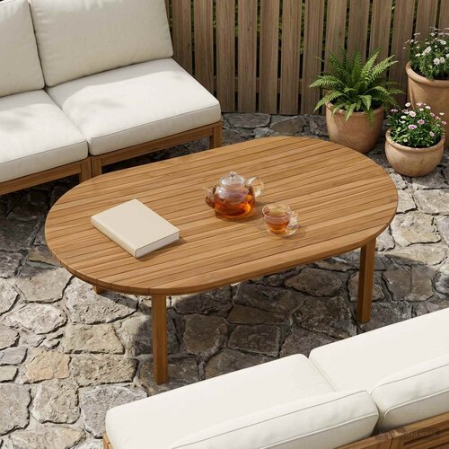 Gornji dio stola 120 x 70 x 3,5 cm Ovalni Čvrsto teak drvo Slike