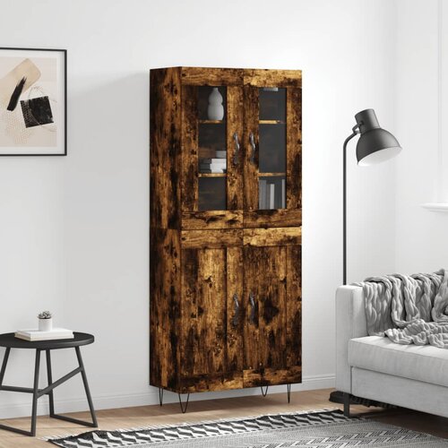 vidaXL Visoka komoda dimljeni hrast 69 5x34x180 cm konstruiranog drva Cijene