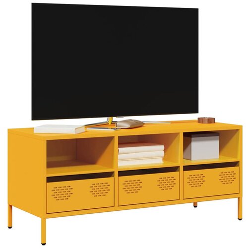 VidaXL TV omarica gorčično rumena 101,5x39x43,5cm hladno valjano jeklo Slike