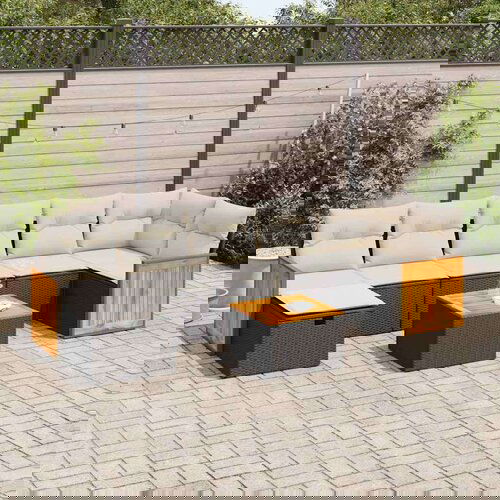 vidaXL 8-dijelni set vrtnih sofa od poliratana s jastucima crni Cijene