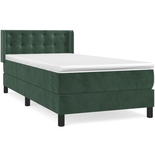 VidaXL Box spring postelja z vzmetnico temno zelena 90x200 cm žamet, (20898860) Slike