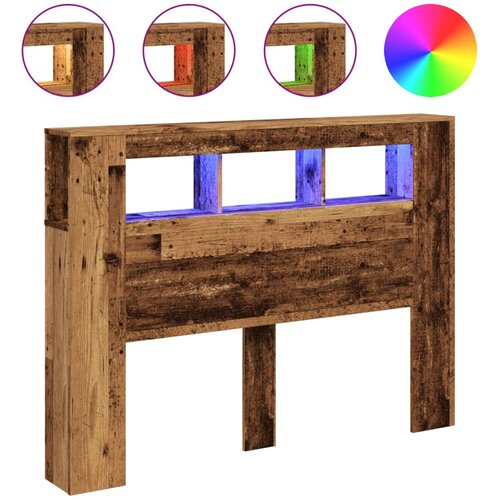  LED uzglavlje boja drva 140x18,5x103,5 cm konstruirano drvo Slike