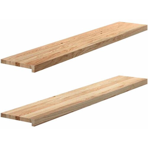 VidaXL Okenske police 2 kosa neobdelana 140x30x2 cm trdna hrastovina, (5000208465) Slike