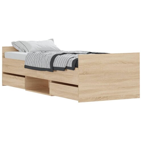 VidaXL Posteljni okvir z vzglavjem in vznožjem sonoma hrast 75x190 cm, (20903484) Slike