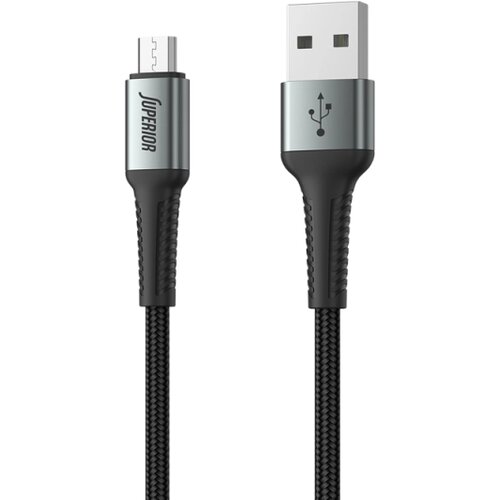 KABL USB SUPERIOR SU-K104 PLATNENI 12W 2.4A SA USB-A NA MICRO 1M CRNO *SR NOVO+ Cene