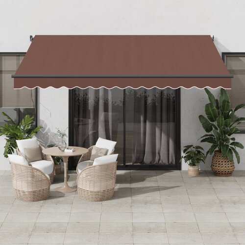 VidaXL Ročno zložljiva tenda z LED rjava 400x300 cm Slike