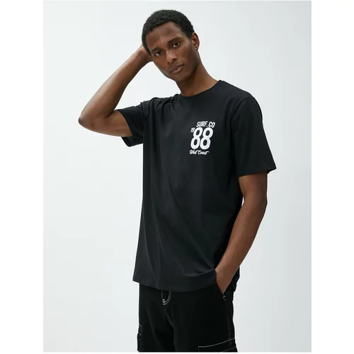Koton College T-shirt with Printed Crew Neck Slim Fit Cotton.