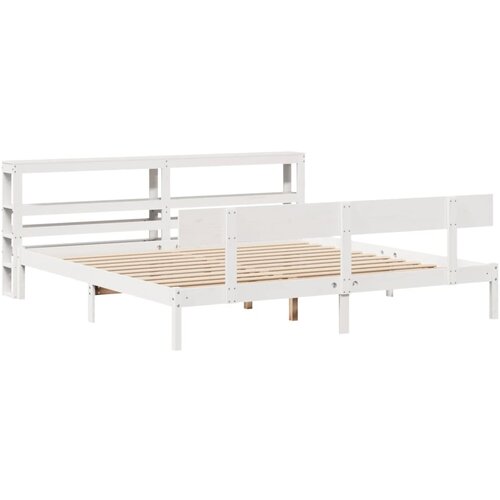 VidaXL Okvir kreveta bez madraca bijeli 200x200 cm od masivne borovine Slike