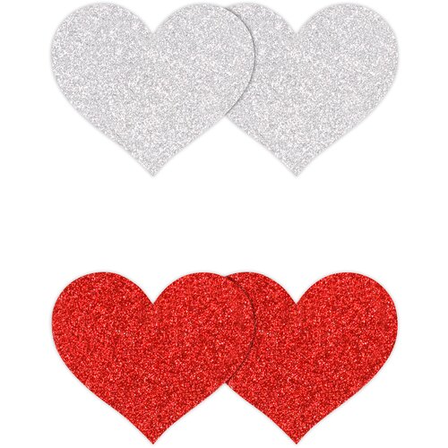 Ns Novelties Pretty Pasties Glitter Hearts Red Silver 2 Pairs Cene