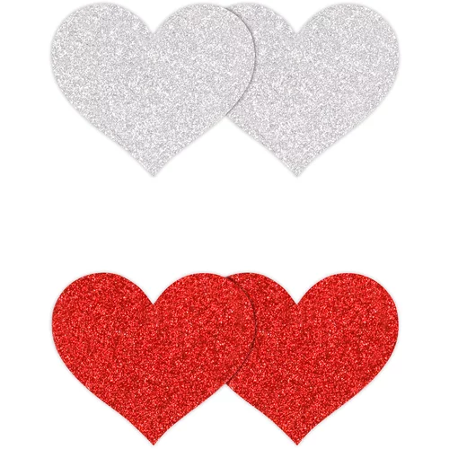 Ns Novelties Pretty Pasties Glitter Hearts Red Silver 2 Pairs