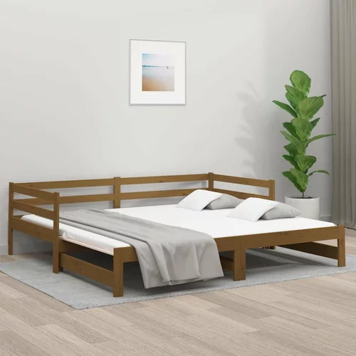  Izvlečna dnevna postelja medeno rjava 2x(90x190) cm borovina, (20648534)