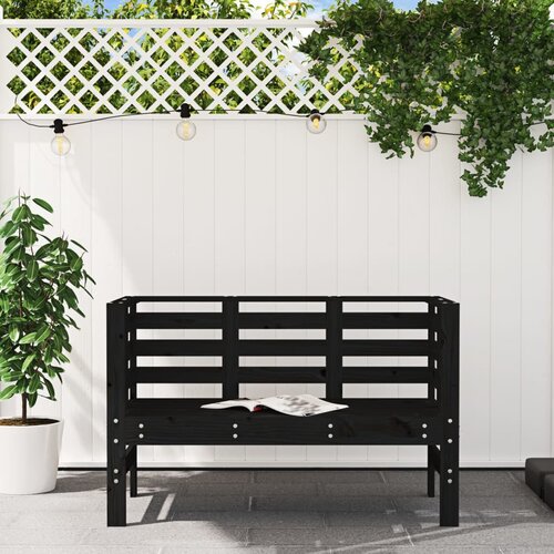  Vrtna klupa crna 111,5 x 53 x 71 cm od masivne borovine Slike