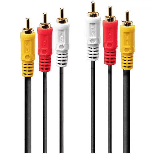 Lindy cinch AV priključni kabel [3x moški cinch konektor - 3x moški cinch konektor] 10 m črna, (20431479)