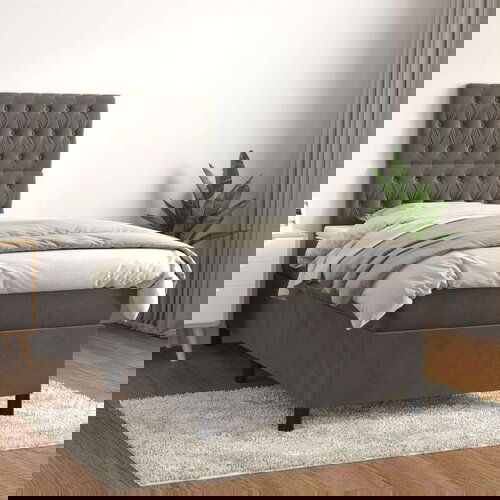 Box spring krevet s madracem tamnosivi 90x200 cm bar&amp;scaron;unasti Slike