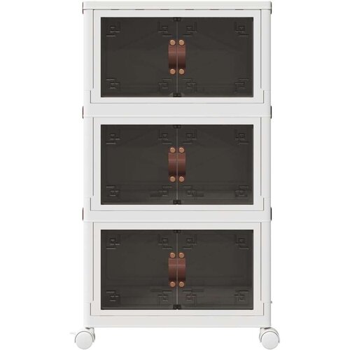 VidaXL Složiva kutija za pohranu kotačima 3razine 28 L 48,5x29,5x86 cm Slike