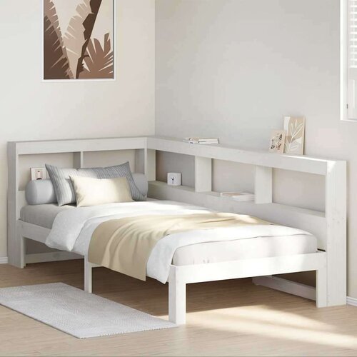  Krevet s regalom za knjige bez madraca bijeli 75x190cm borovina Cene