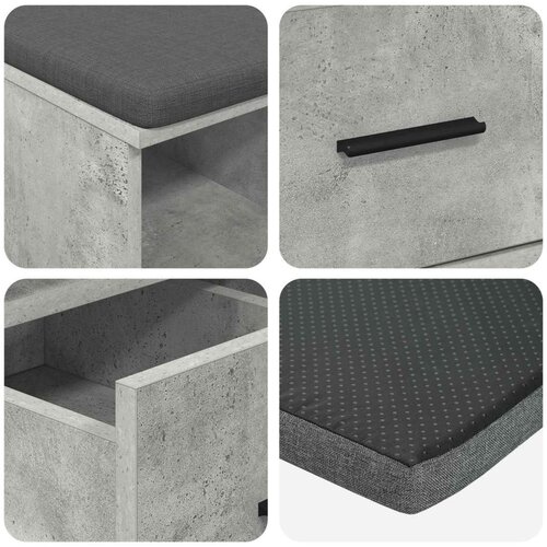  Klupa za hodnik s jastukom Betonski sivi 60 x 38 x 46 cm Slike