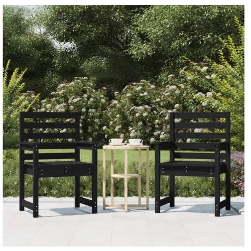  Vrtni stol 2 kosa črne barve 60x48x91 cm trdna borovina