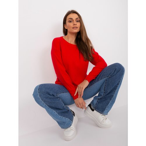 Fashion Hunters Classic red sweater with a round neckline Cene