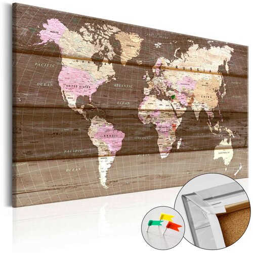  Slika na plutenoj podlozi - Wooden World [Cork Map] 120x80 Slike