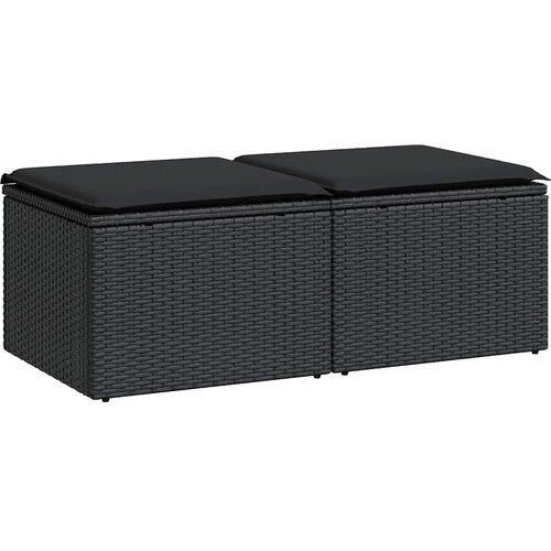  2-dijelni set vrtnih sofa s jastucima crni od poliratana bagrem Slike