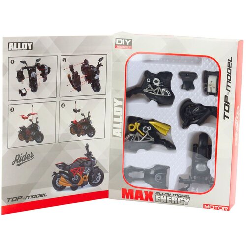  Sastavljanje motocikla od metalnih vijaka 1:14 DIY elementi od crno-zlatnog metala Slike